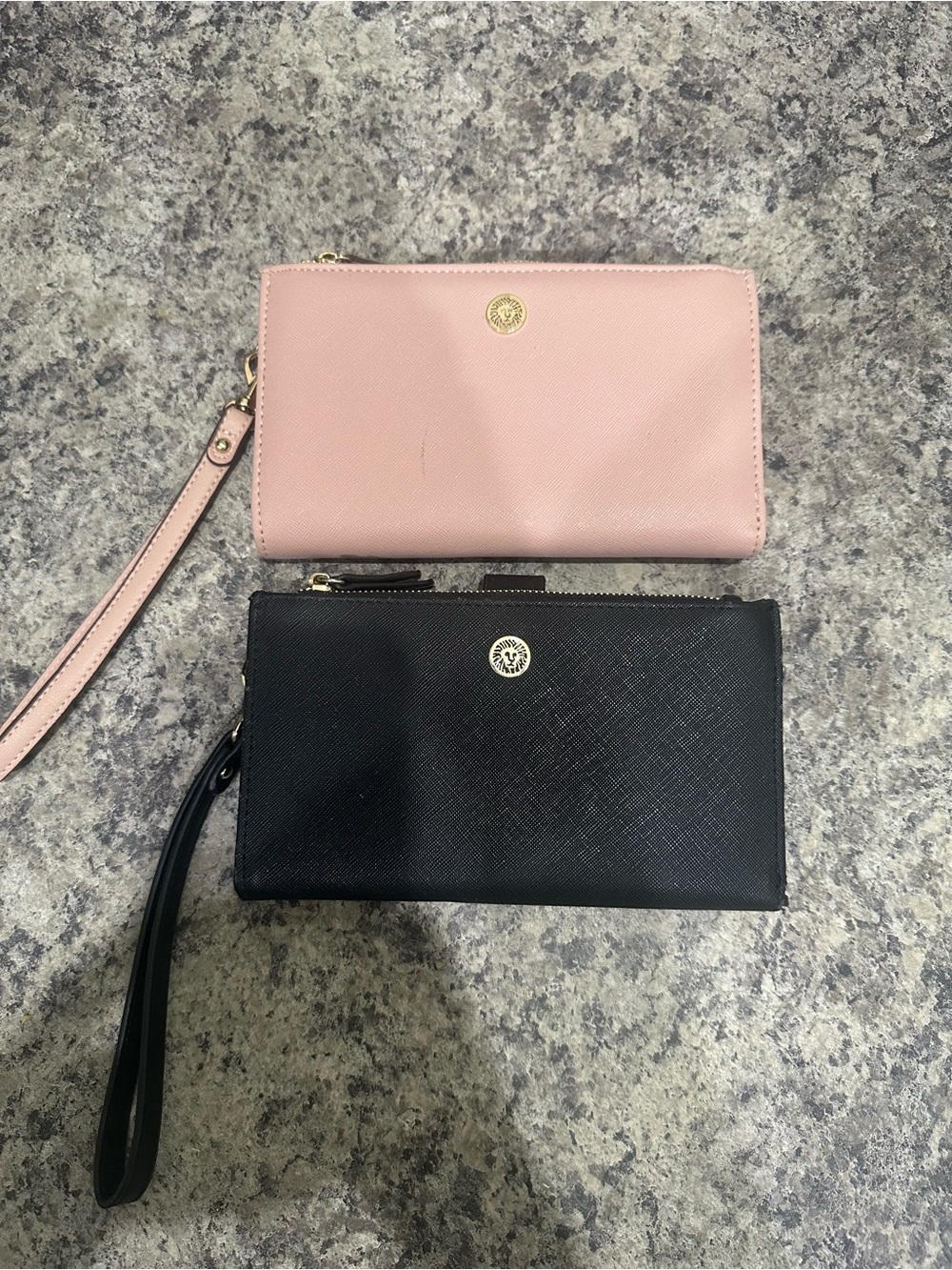 2 Anne Klein Zip Wristlet Wallet - Pink and Black